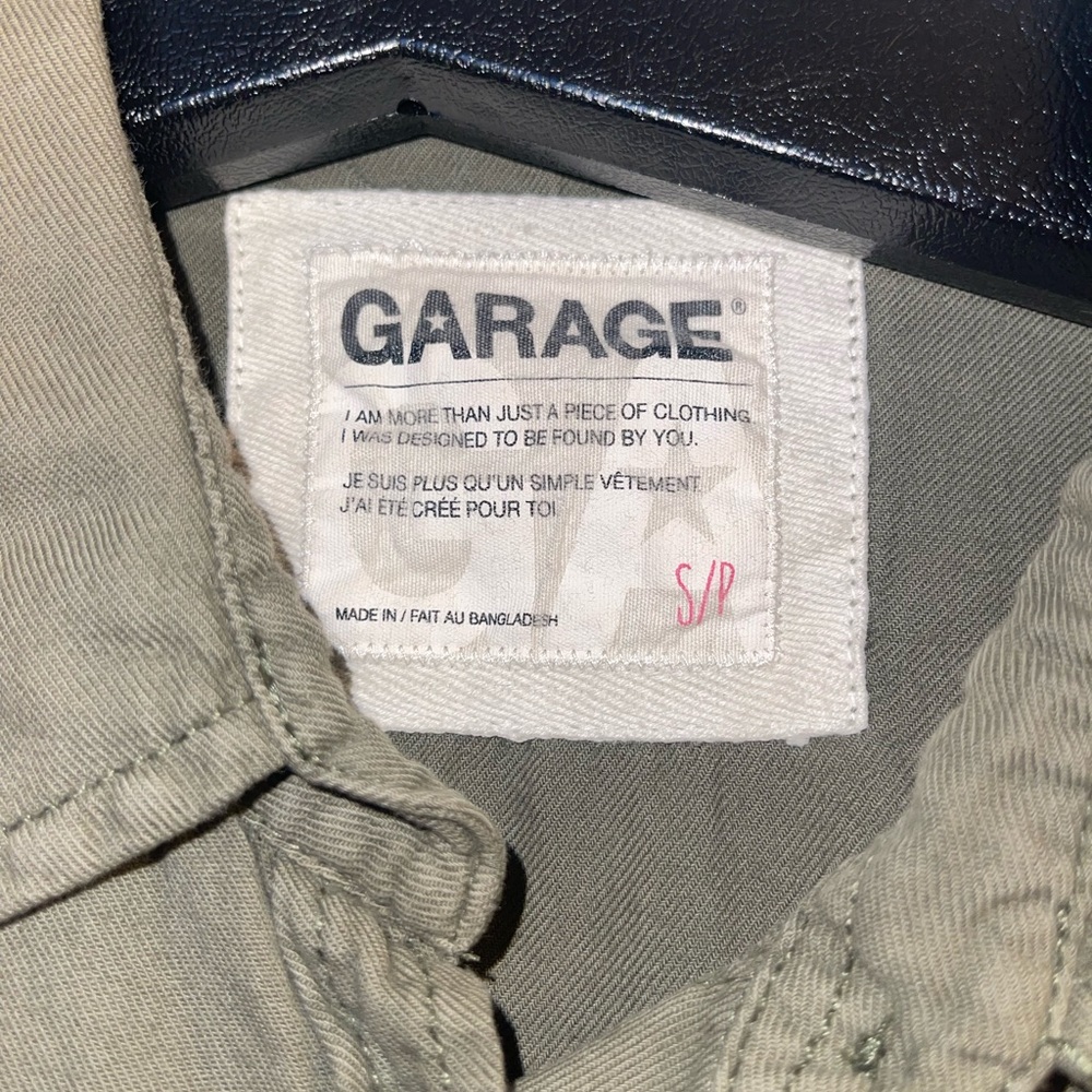 Small army green button down